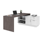 Bestar Equinox L-Shaped Desk, Bark Gray/White 115420-000047